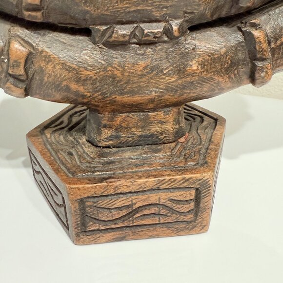 Vintage Large Carved Wood 7 Branch Menorah/Candelabra Signed - Picture 12 of 17